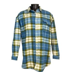 Asos Men's Fleece Shirt Jacket Snap Up Blue Plaid Size XL